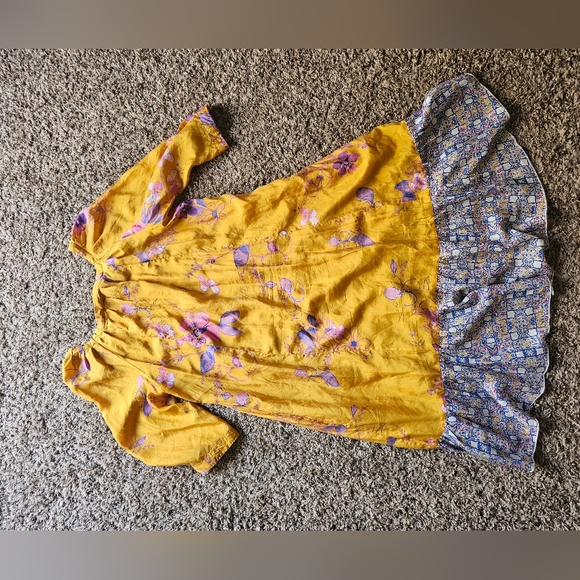 Vanessa Virginia Anthro Maximalist Silk Floral Cottagecore Boho midi dres sz L - Picture 7 of 10